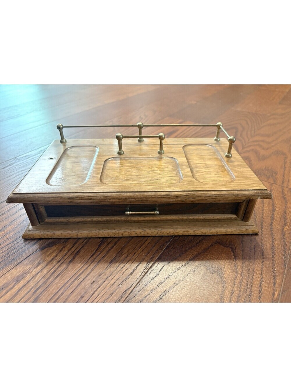 Vintage Jewelry Valet for Men Light Brown Jewelry Box with Drawer